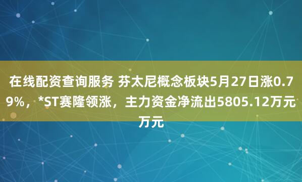 在线配资查询服务 芬太尼概念板块5月27日涨0.79%，*ST赛隆领涨，主力资金净流出5805.12万元