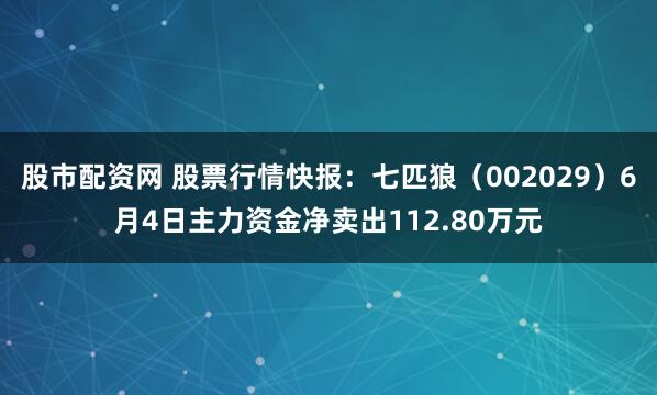 股市配资网 股票行情快报：七匹狼（002029）6月4日主力资金净卖出112.80万元