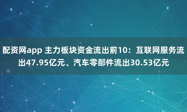 配资网app 主力板块资金流出前10：互联网服务流出47.95亿元、汽车零部件流出30.53亿元